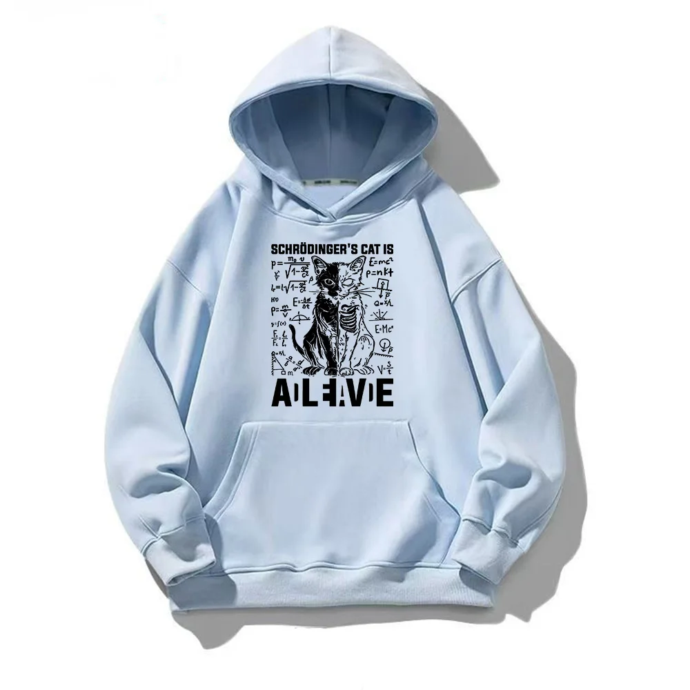 Schrodinger\'s Cat Dead and Alive Physics Hoodie Men Women Aesthetic Sweatshirts Fall Oversized Pullovers Creative Harajuku Hoody