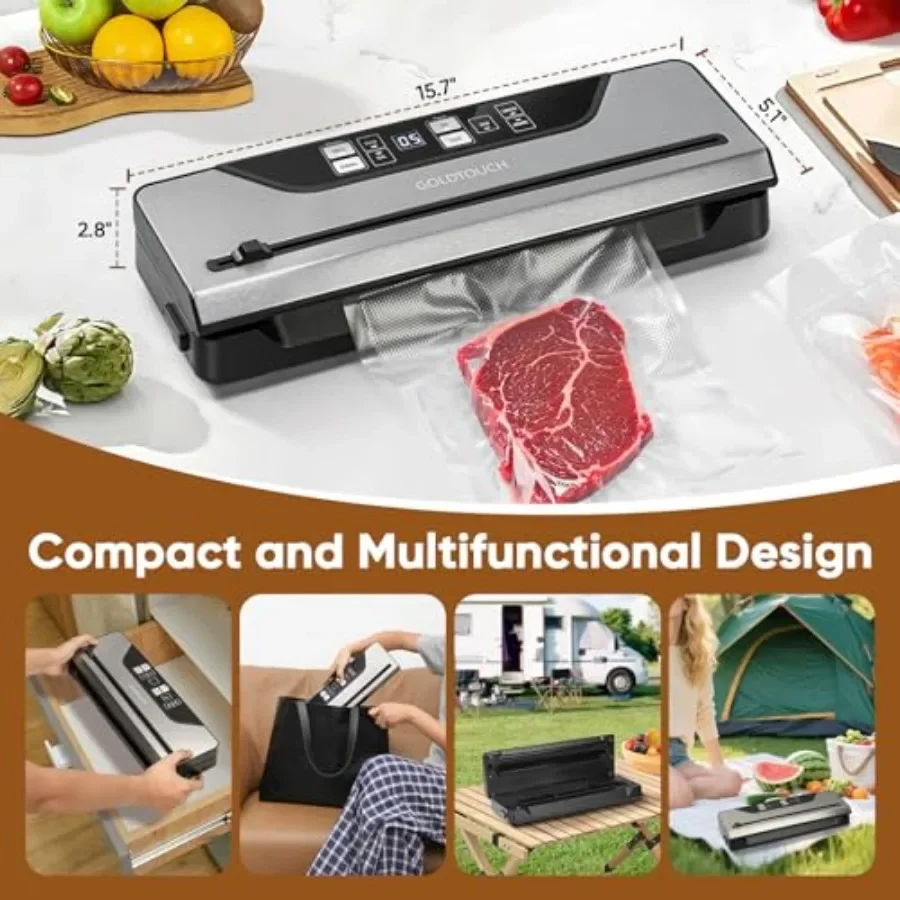 فراغ السدادة للأغذية الكهربائية ميسون جرة ماكينة سد الفراغات شاشة ديجيتال 8 في 1 الإعدادات المسبقة المبسطة مع القاطع المدمج