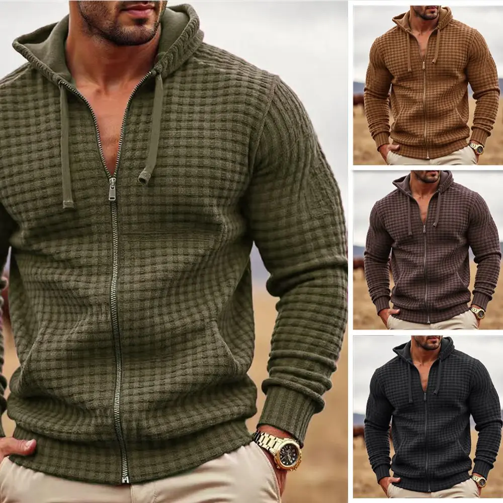 Autumn Men's Jacket Casual Sweater Contrasting Color Zipper Shirt Multi-color Multi-size Cardigan