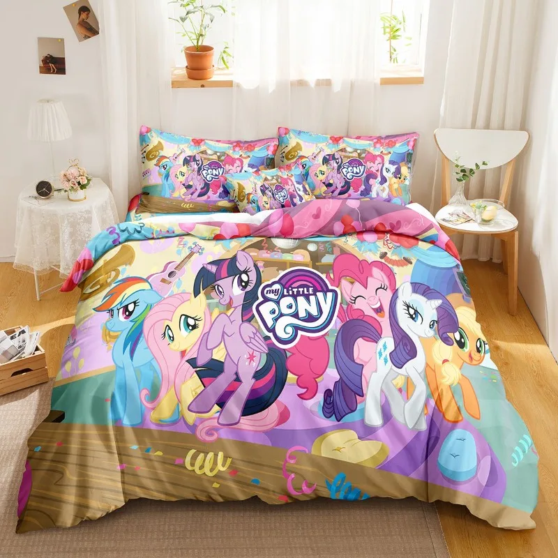 

Милый пододеяльник My Little Pony с принтом, детская спальня, постельное белье для подростков, аниме, мультфильм, 100% полиэстер, приятный для кожи