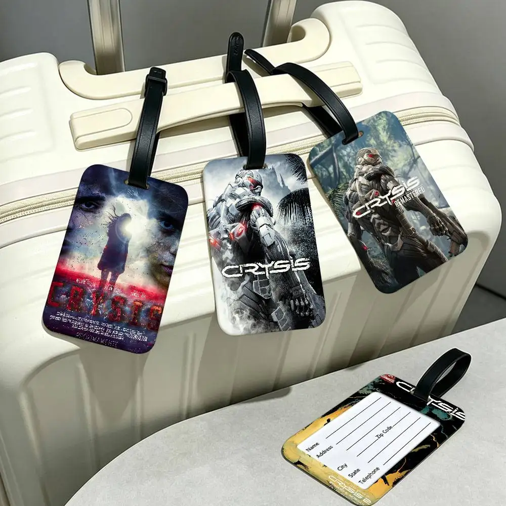 Game C-Crysis PVC Waterproof Luggage Tag Anti lost Information Card Cover For Student Bag Travel Suitcase