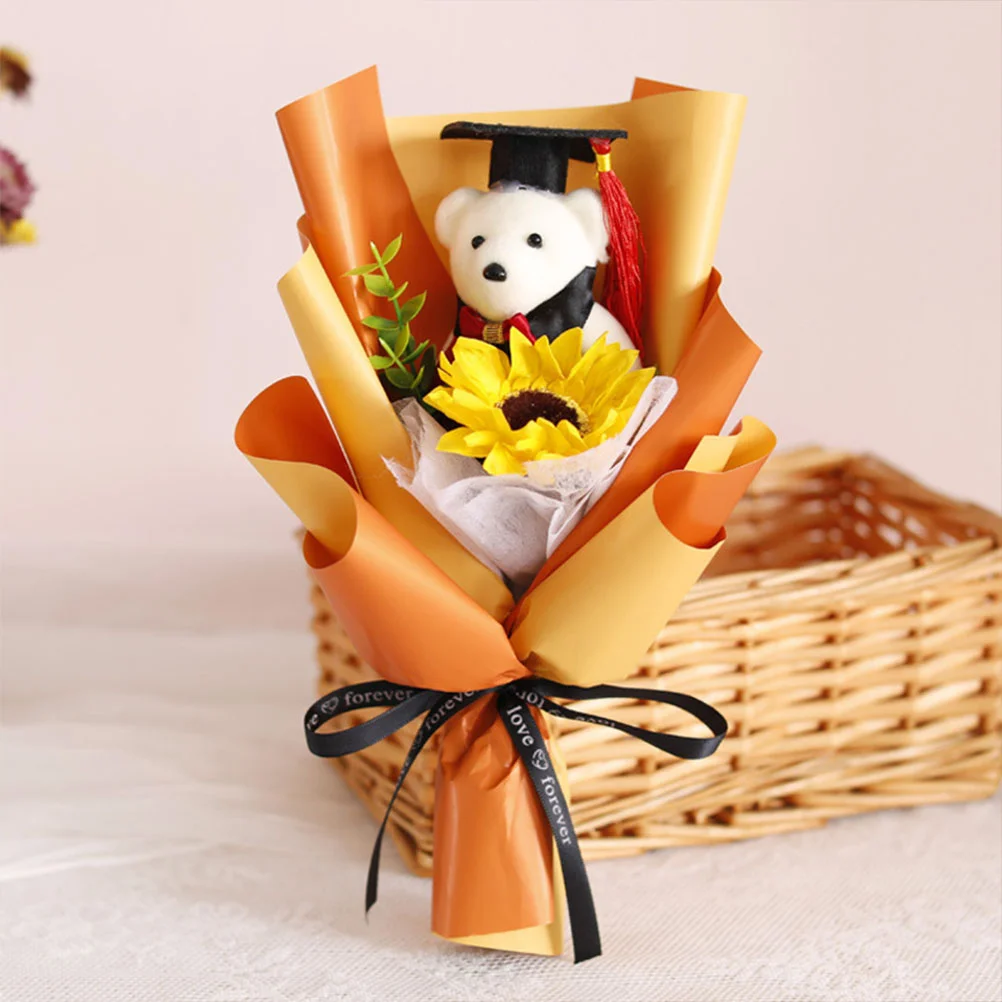 10 Pcs Grad Flower Bouquet Decor Dr Bear Toy Lovely Decors Graduation for Graduations Decoration