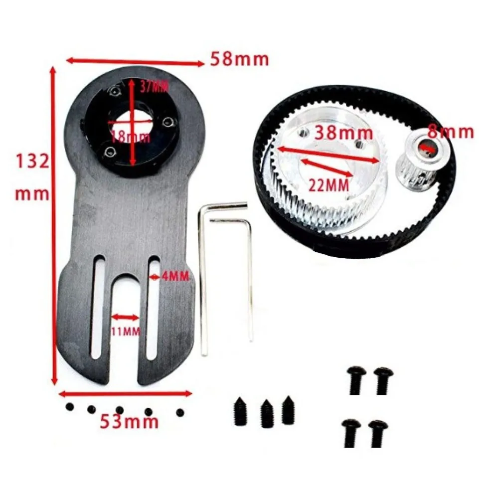 

Electric Longboard Motor Mount Kit with 1800W Motor 270 Millimeter Belt and Pulley Set for Skateboard Upgrades