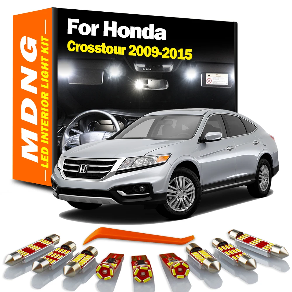 MDNG 17Pcs Canbus Indoor Lamp For Honda Crosstour 2009 2010 2011 2012 2013 2014 2015 LED Interior Map Dome Light Kit Car Bulbs