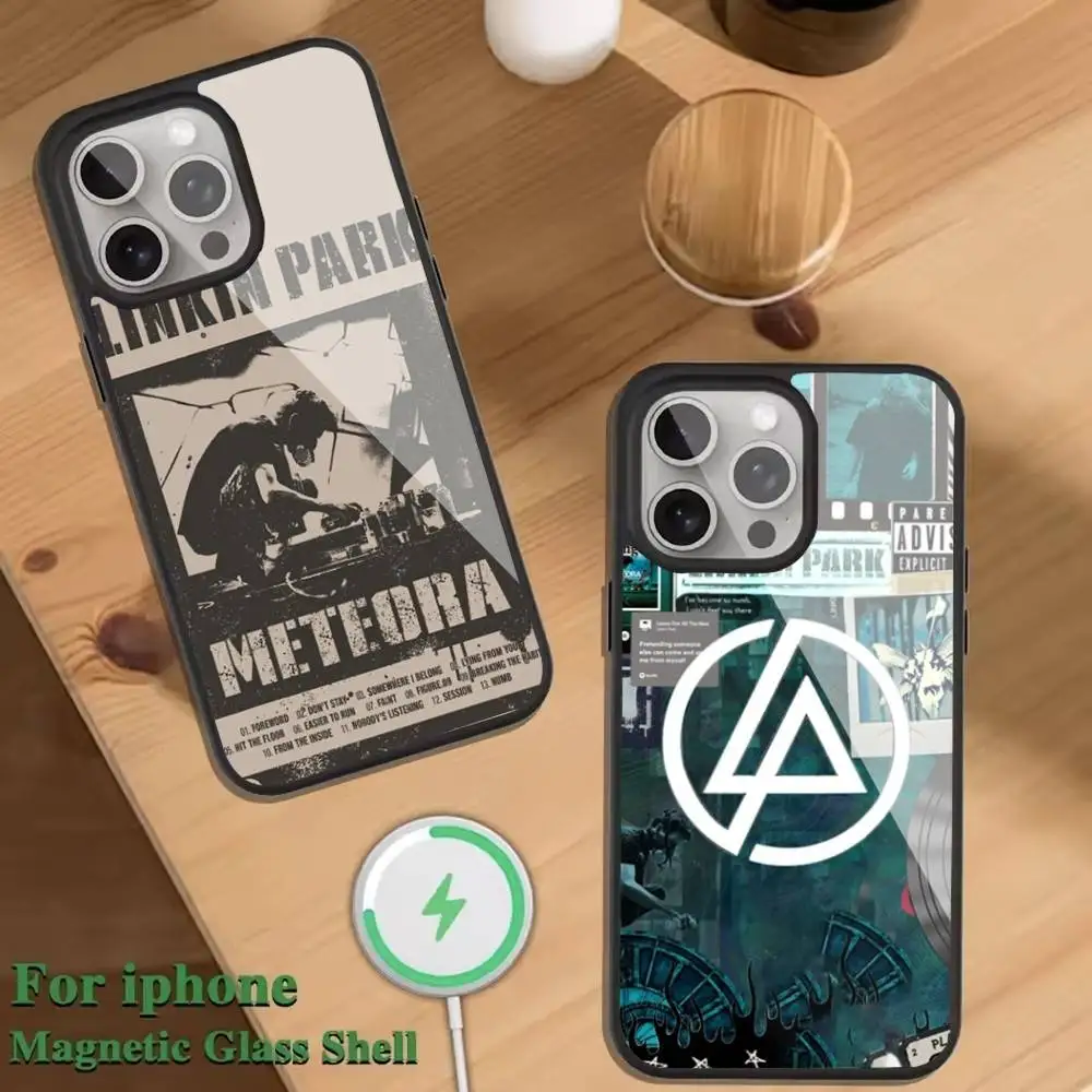 

L-Linkin Meteora P-Park Phone Case For Magnetic Wireless Charge Cover For iphone 16 15 14 13 12 11 Pro Max Plus Coque