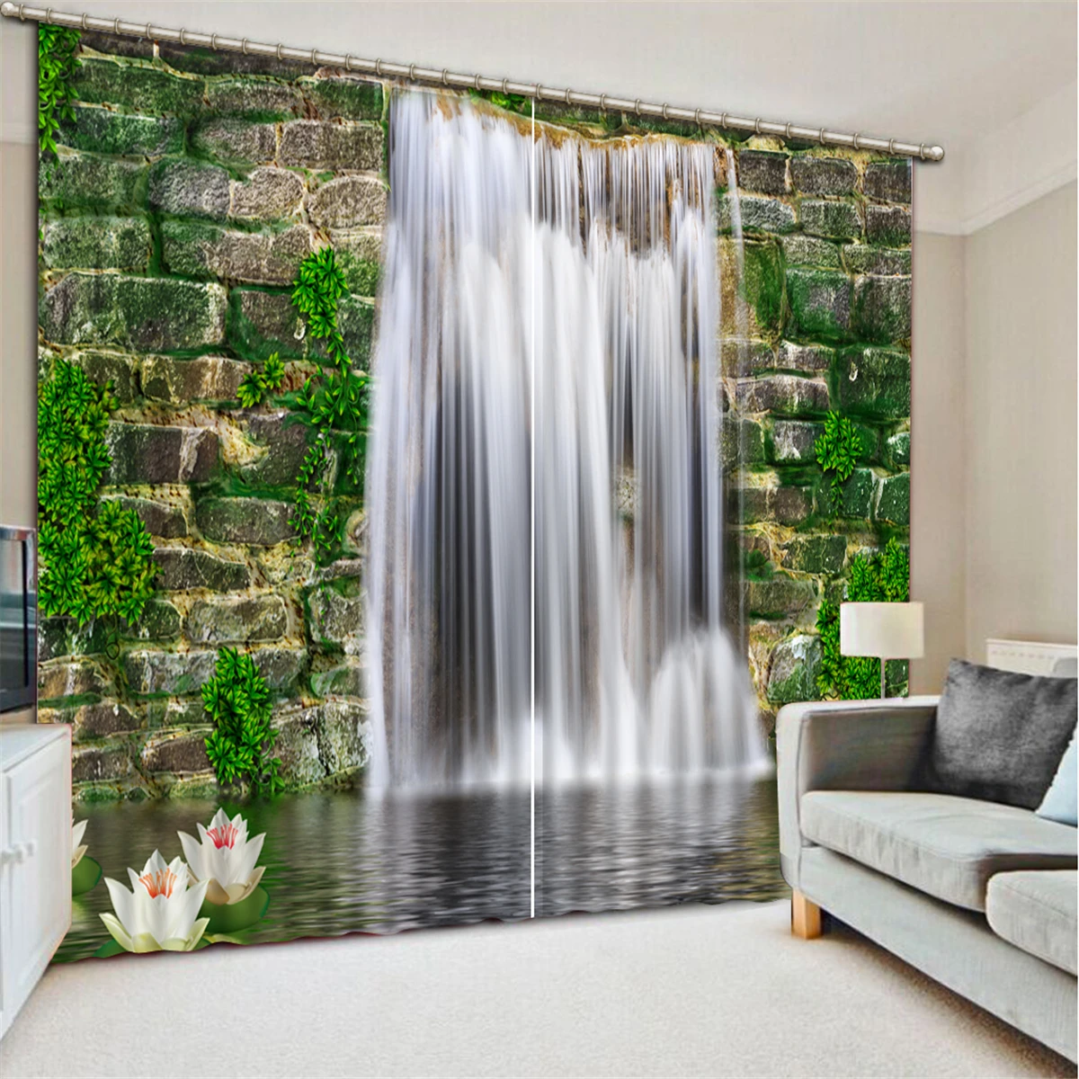 Luxury Creative 3D Print thick waterfall curtains  Window Curtain  Bedroom Living Room Home Hook