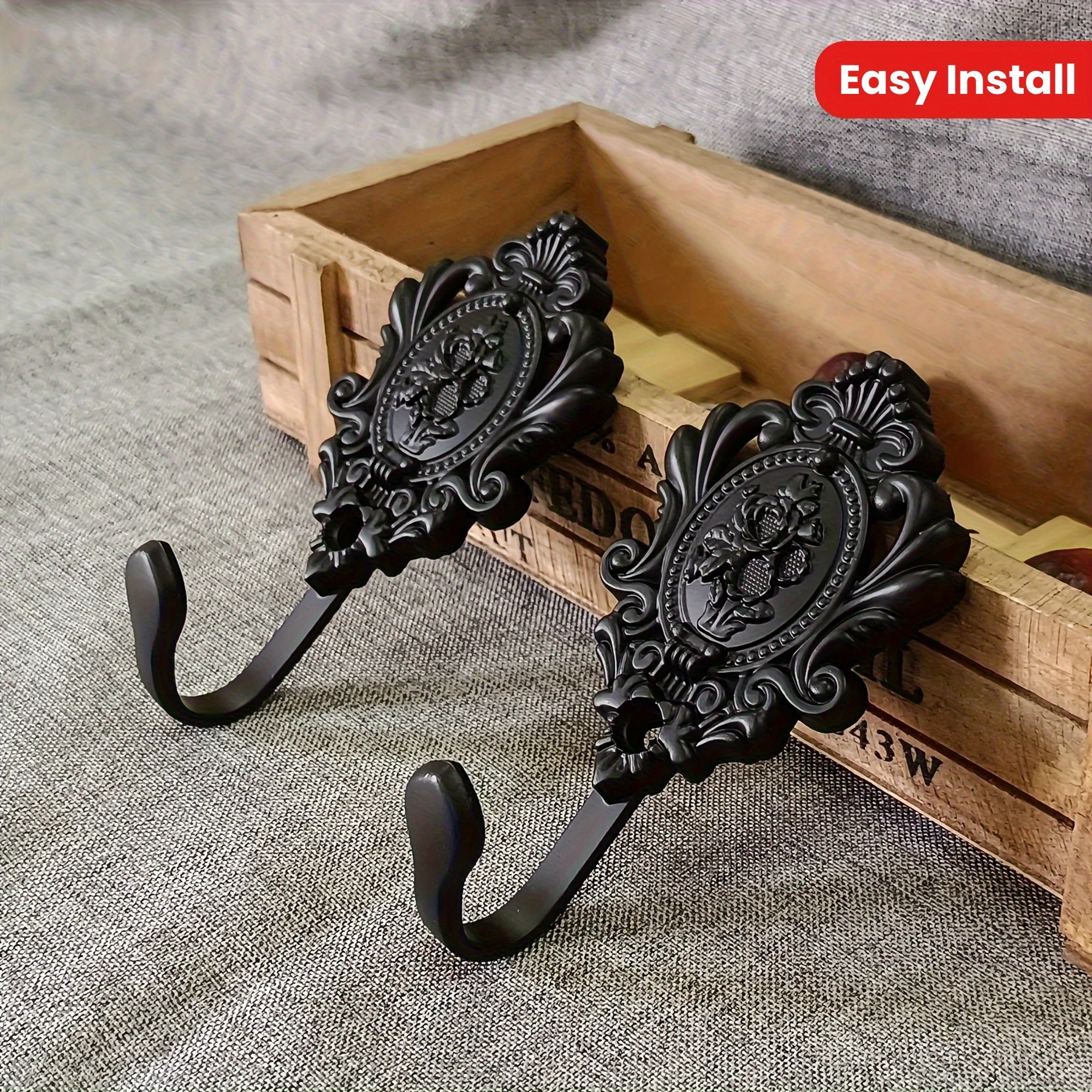 Vintage Bohemian Wall Hook - Ornate Coat Hanger with Anti-Rust Finish - for Bathroom, Bedroom & Entryway | Easy Mount