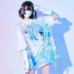 Japanese Y2k Anime Harajuku Tees Half Sleeve O-Neck Women Oversize White Preppy Style Summer Camisetas Casual Tshirts