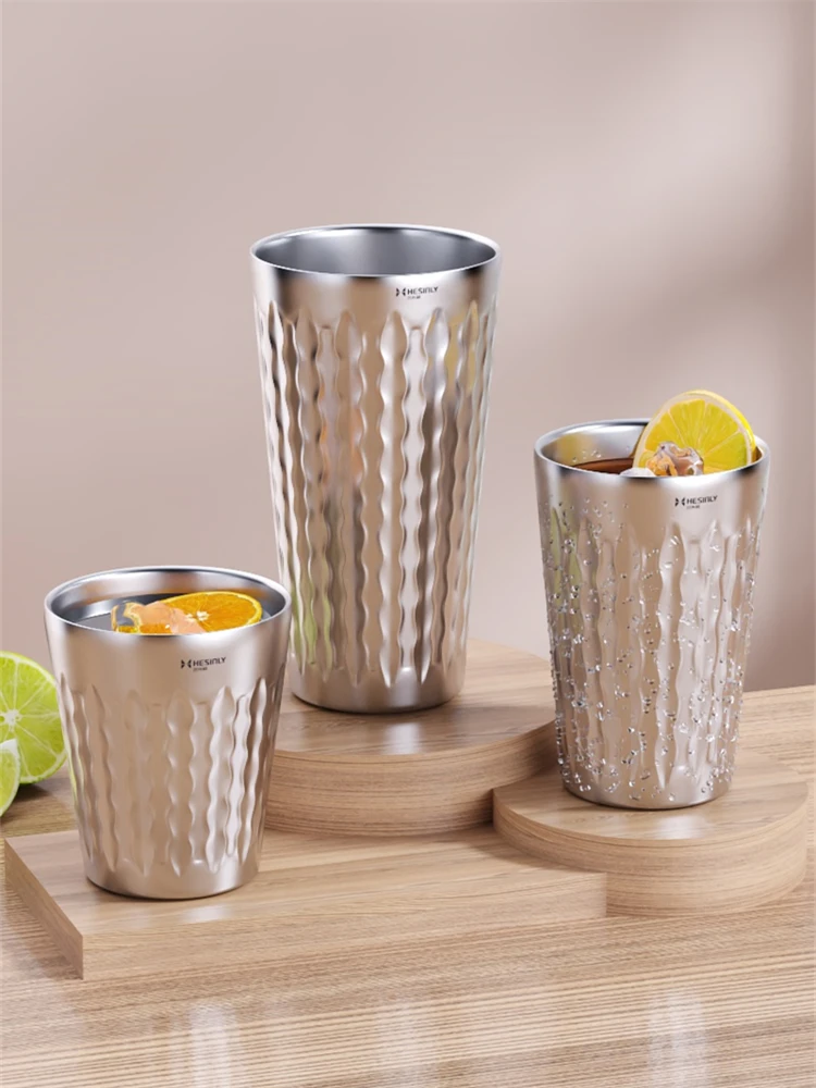 

Food ade 304 Stainl Steel Water Cup for Children Summer Drinking Milk Cup with Lid Anti Drop Home Use Cup Straight Drink