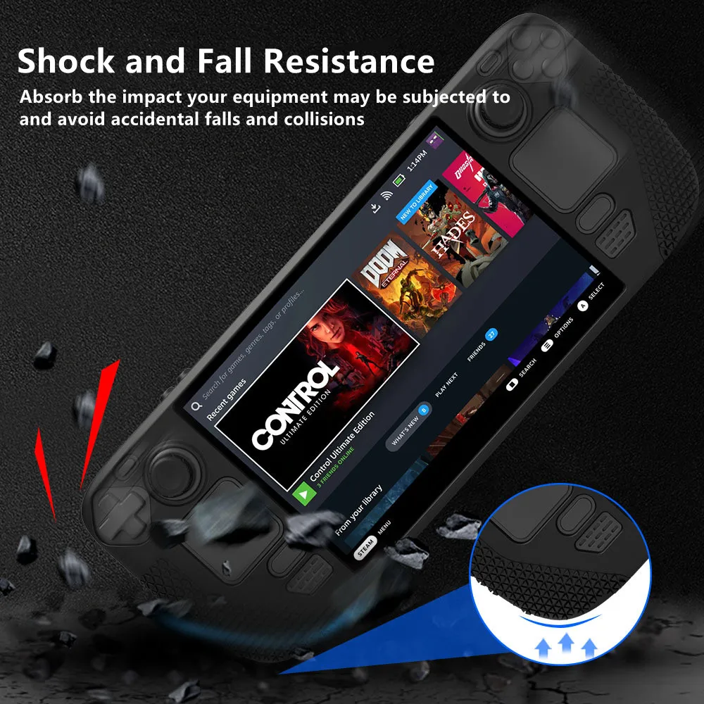 جديد الغطاء الواقي شل للبخار سطح السفينة عدم الانزلاق غطاء سيليكون للصدمات لعبة وحدة التحكم أجزاء للبخار سطح السفينة الملحقات