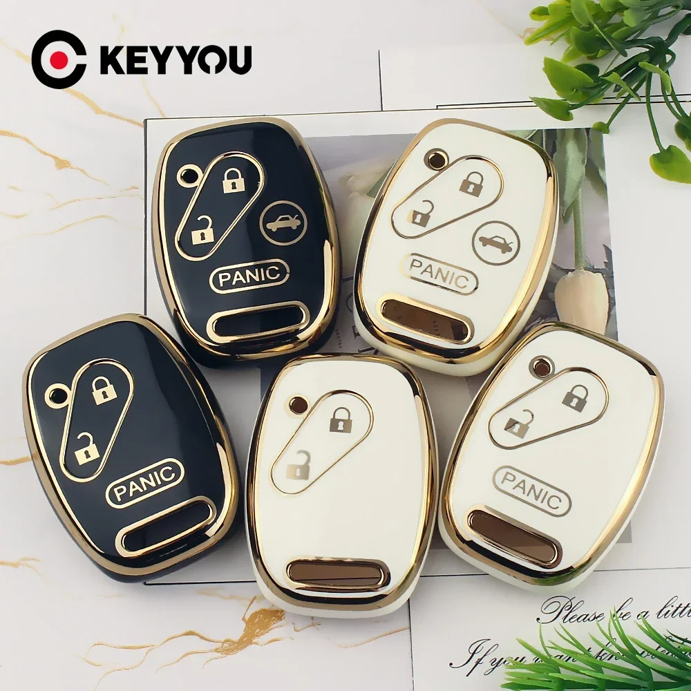 KEYYOU 1PCS 2/3/4 Button Car Remote Shell For Honda Accord Civic CRV CR-V Pilot Insight Ridgeline TPU Key Case Cover Accessories