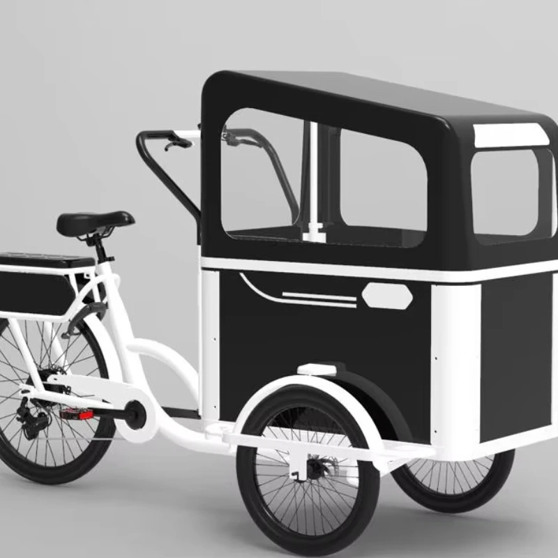 Electric pedal tricycle with rear motor, can carry children or pets, electric bicycle