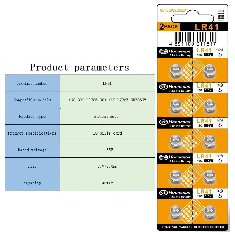 20Pcs LR41 AG3 SR41 384 392 L736f L736c Batteries for Bow Sight Light Watch Thermometer 1.5V Alkailine Button Batteries