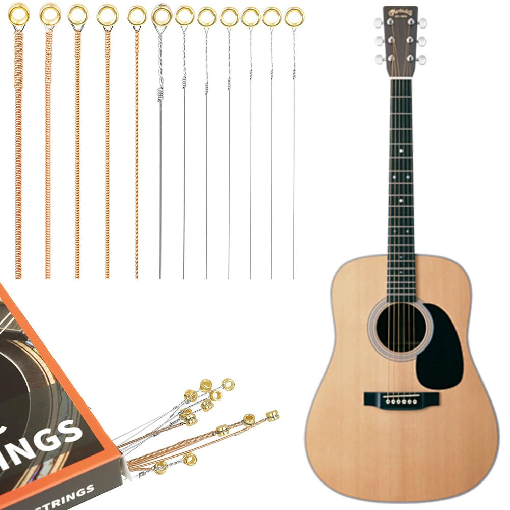 12-String Phosphor Bronze Guitar Strings Guitar Strings with PU Coating Folk Guitar Strings Light Great Bright Guitar Strings