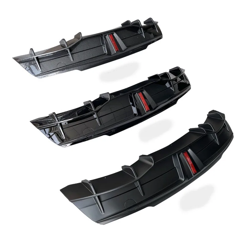 LMTUNING Rear Diffuser fits rear For Tesla Model Y2021 2022 Sedan Bumper Cover Lower Lip Spoiler Valance Protector Body KitsLed