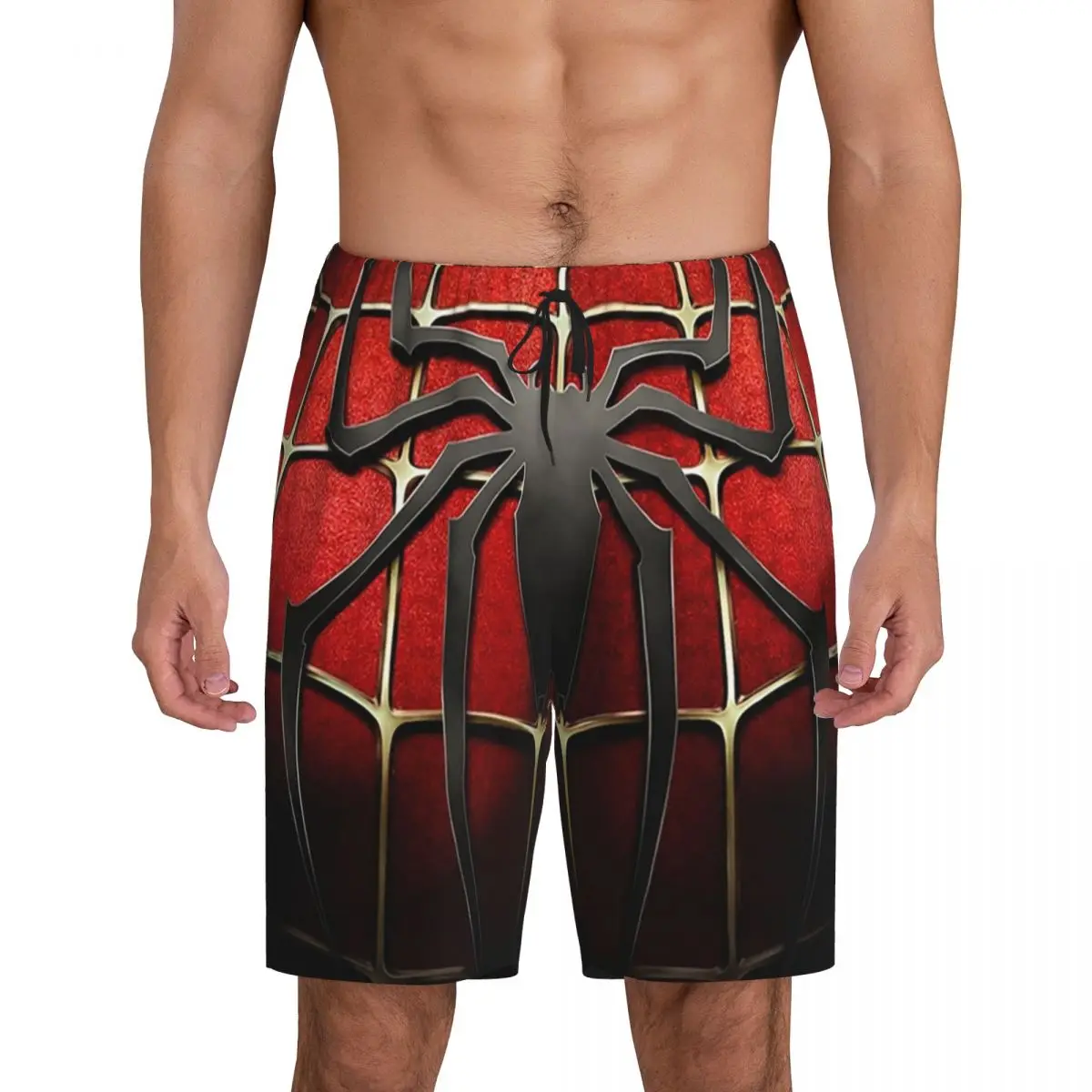 Custom Spider Man Chest Pajama Shorts Sleepwear Men's Elastic Waistband Animal Sleep Lounge Short Pjs with Pockets