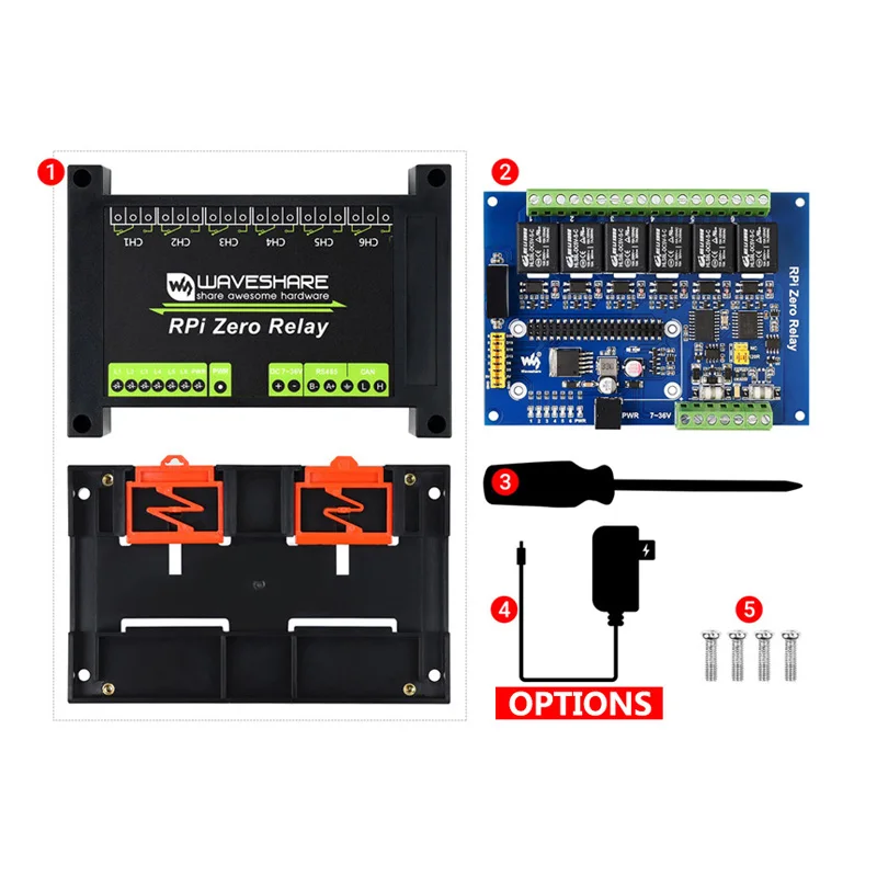 Raspberry Pi Zero Industrial 6-ch Relay Module RS485 CAN Isolated Protections