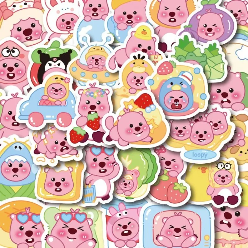 

102 шт. милых наклеек Loopy с персонажами мультфильма Pororo, водонепроницаемые декоративные наклейки для телефона, кружки, DIY, детские наклейки для рисования, подарок для детей.