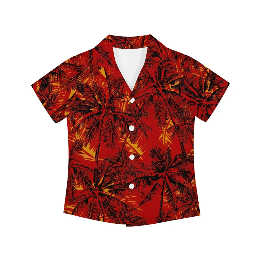 

Red Palm Tree Unique Printed Funky Hawaiian Shirt Men Short Sleeve Top Blouse For Summer Couple Clothes Camisas Feminina 2022