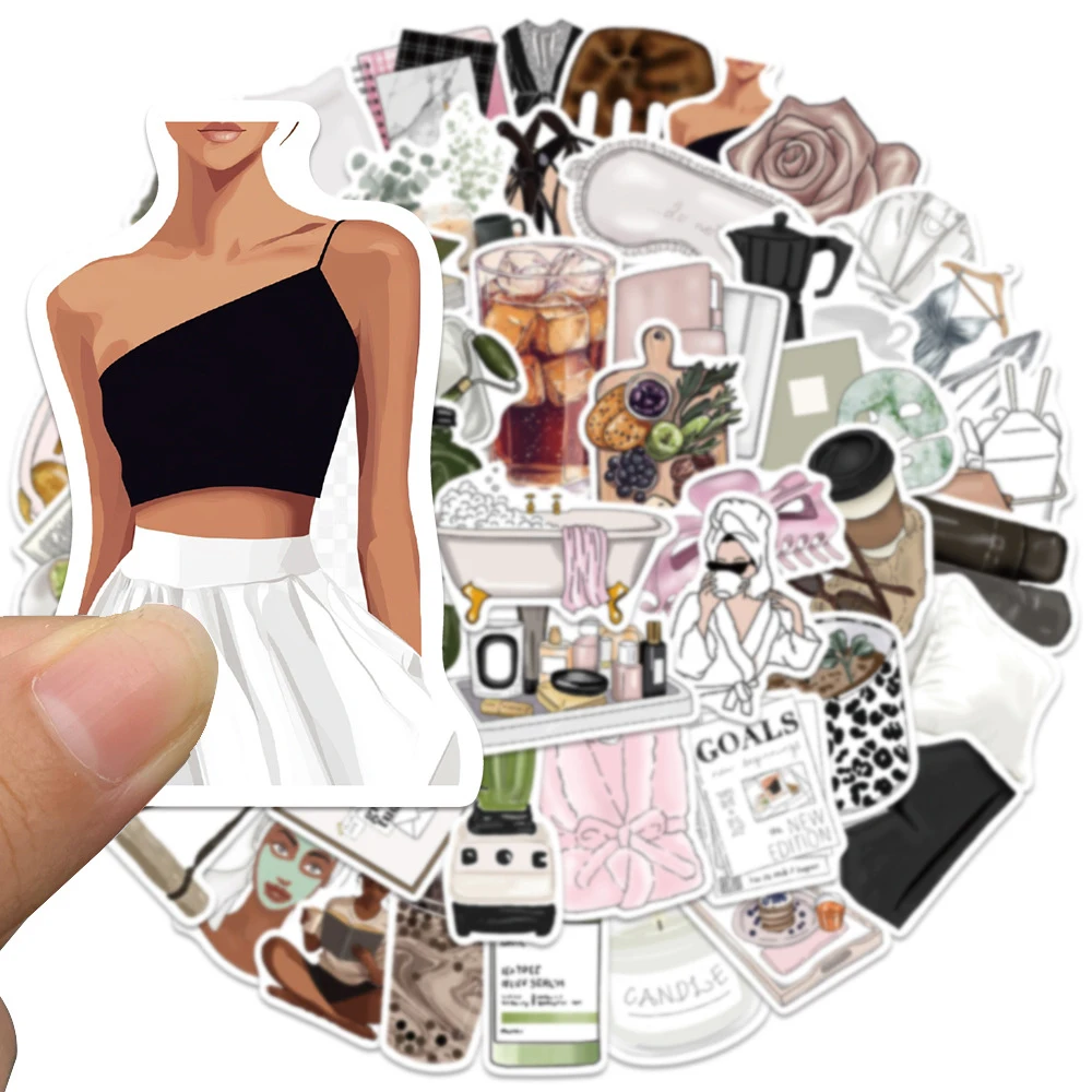 

10/30/50pcs Cute Aesthetic Clean Girl Cartoon Stickers INS Graffiti Decals DIY Skateboard Suitcase Laptop Decoration Sticker Toy