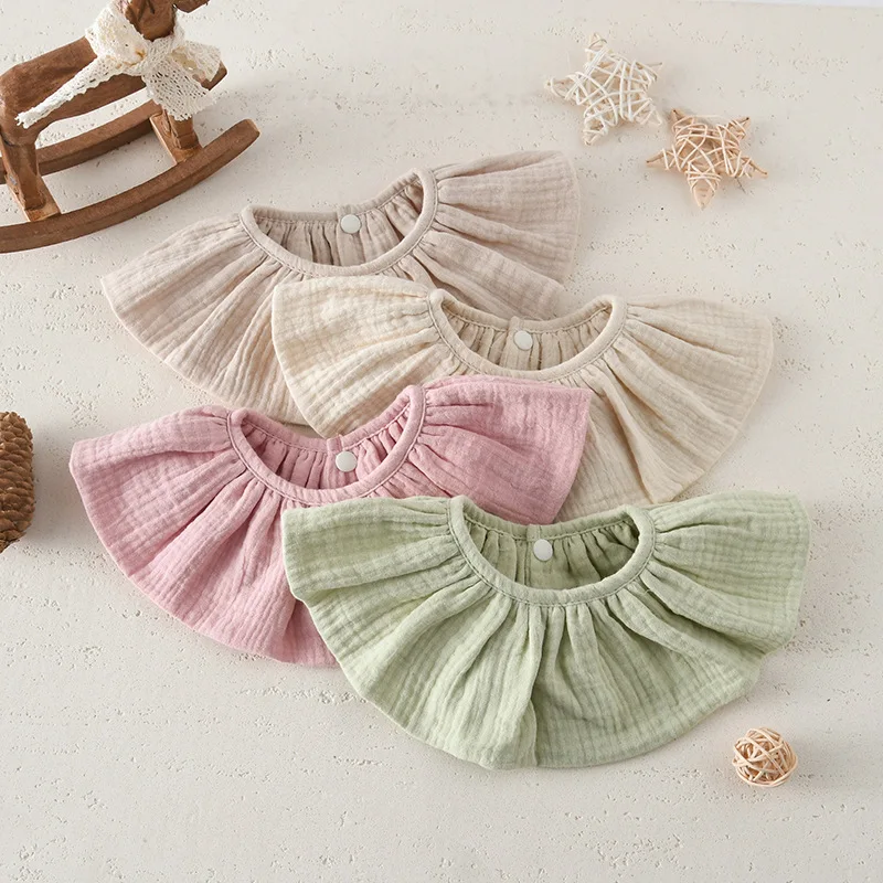 360 Degree Baby Bib Solid Color Muslin Babies Saliva Towel Round Shape Infant Pure Cloth Absorb Water for Boys Girls