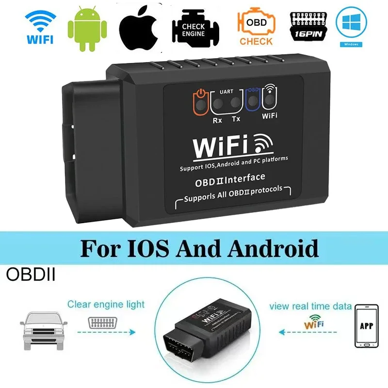 OBD2 Scanner WIFI ELM327 V1.5 Wireless Car OBDII Code Reader Diagnostic Tool Compatible with iPhone iOS Android