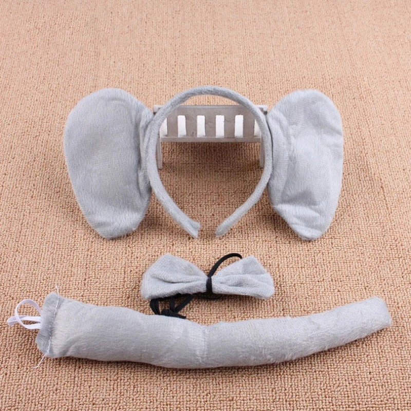 Kids Animal Headband Cute Bear Tiger Panda Elephant Cat Ear Headpiece Birthday Party Accessory Cute Girls Boys Performance Props