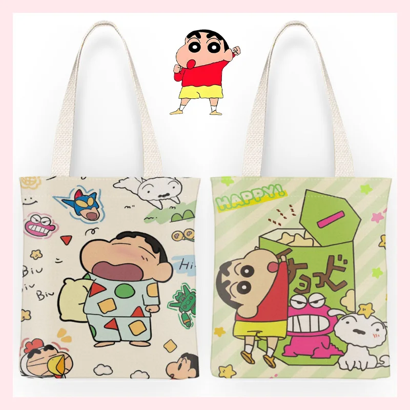 

Crayon Shin-chan Women Canvas Shoulder Bag Cartoon Print Ladies Shopping Bags Large Cloth Grocery Handbags Tote Girls Books Bag