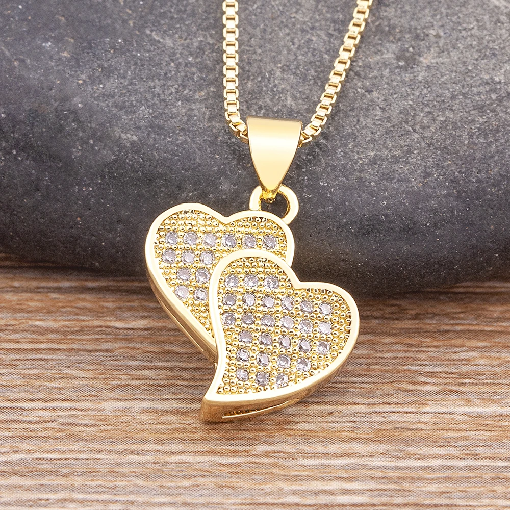 Nidin Romantic Simple Heart Necklace Exquisite Crystal Zircon Pendant Chain Elegant Female Collarbone Chain Wedding Jewelry Gift