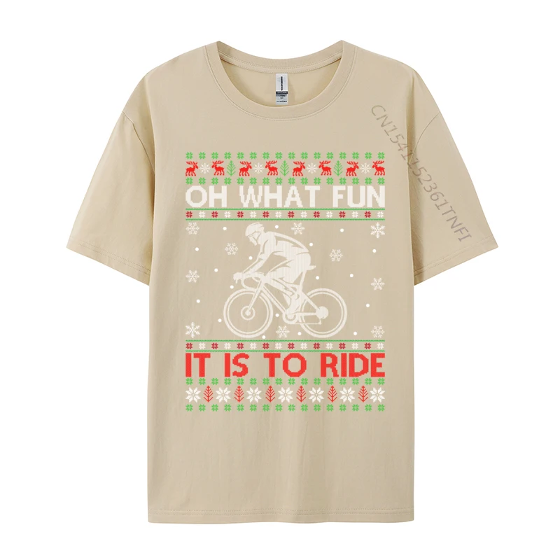 Oh What Fun It Is To Ride Bicycle Ugly Cycling Christmas T-Shirt Design Male Wholesale Tops Shirt O Neck Pure Cotton T-Shirt