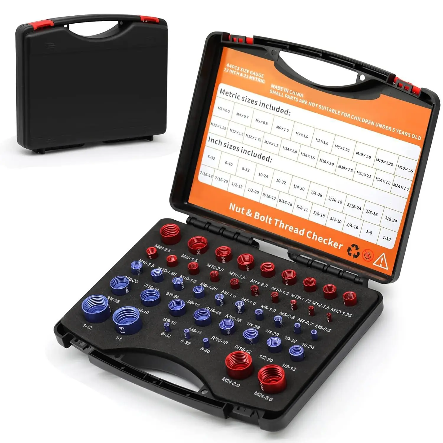 

44-Piece Nut and Bolt Thread Checker Set Metric Fractional