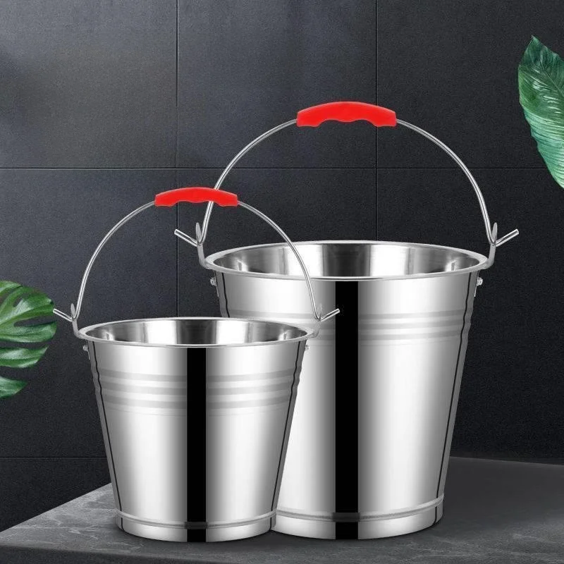 

Stainless Steel Handheld Water Bucket Thickened 304 Oil Barrel Water Storage Coverd Iron Barrel for Home Use Kitchen