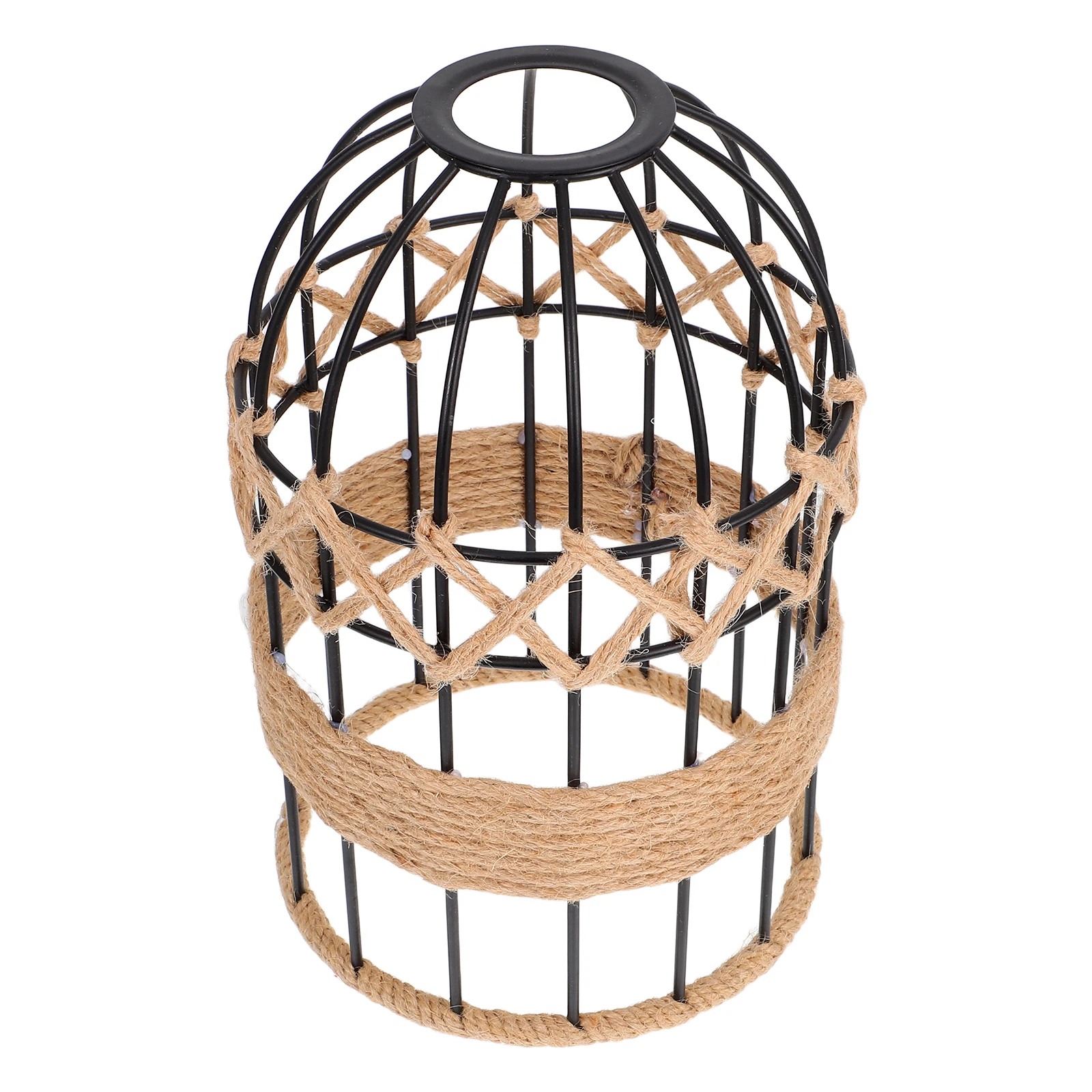 

Retro Hemp Rope Iron Lampshade E27 Vintage Industrial Style Hanging Ceiling Light Shades Ch Guard Cage Pendant Lamp