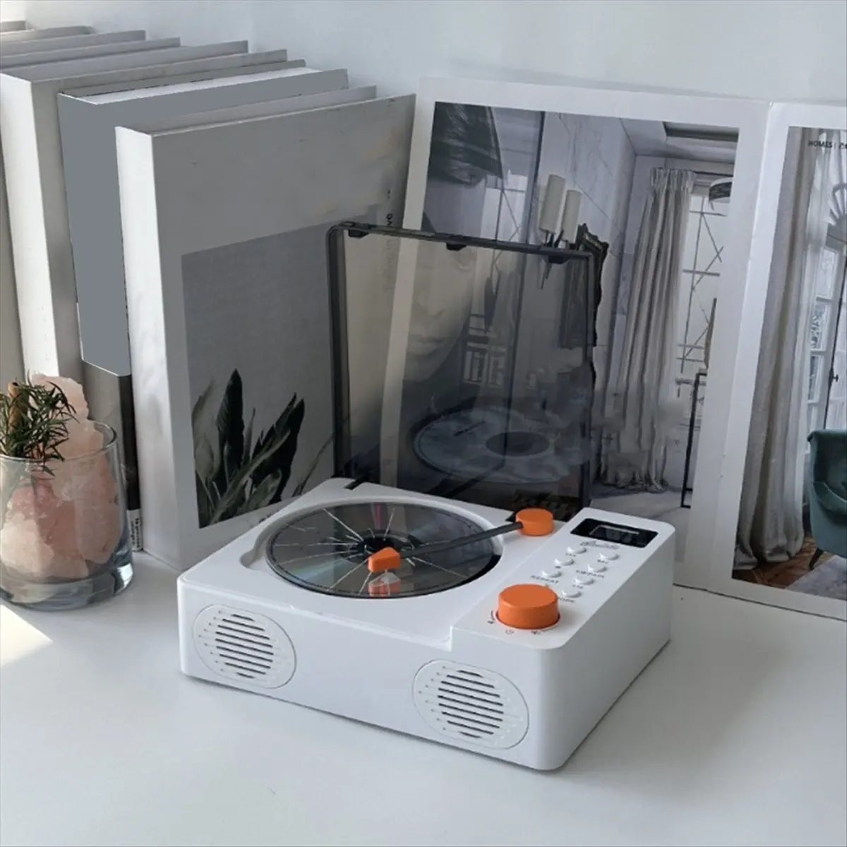 T726C-CD Player Retro Dual Speakers Bluetooth 5.3 Speakers Fever-Grade Integrated CD Player Audio USB TF Card FM AUX White HOT