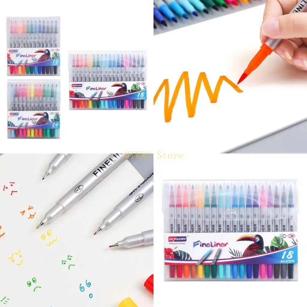다색 드로잉 펜 세트 유연한 브러시 팁 드로잉 펜 정밀한 제어, 다색 조합 페인팅 마커 DIY용