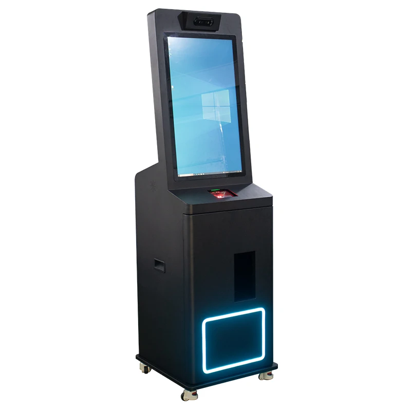 

Free Stand Name Badge Printing Self Service Touch Screen Room Card Ticket Convention Card Dispenser Printer Kiosk with Wheels