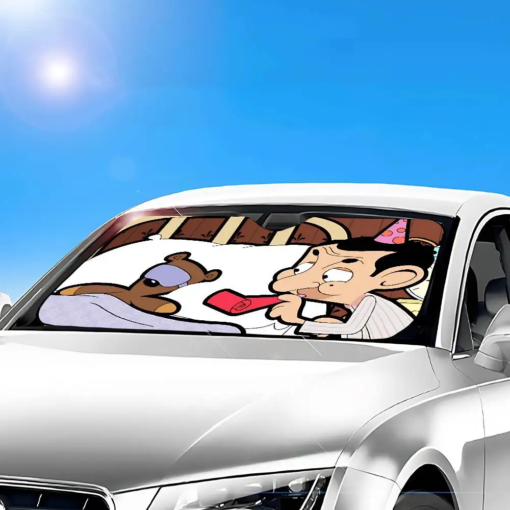 Милые забавные автомобильные солнцезащитные шторы M-Mr B-Bean 130x70 см, автомобильный солнцезащитный козырек, защита от ультрафиолета, авто козырек, аксессуары для Ca