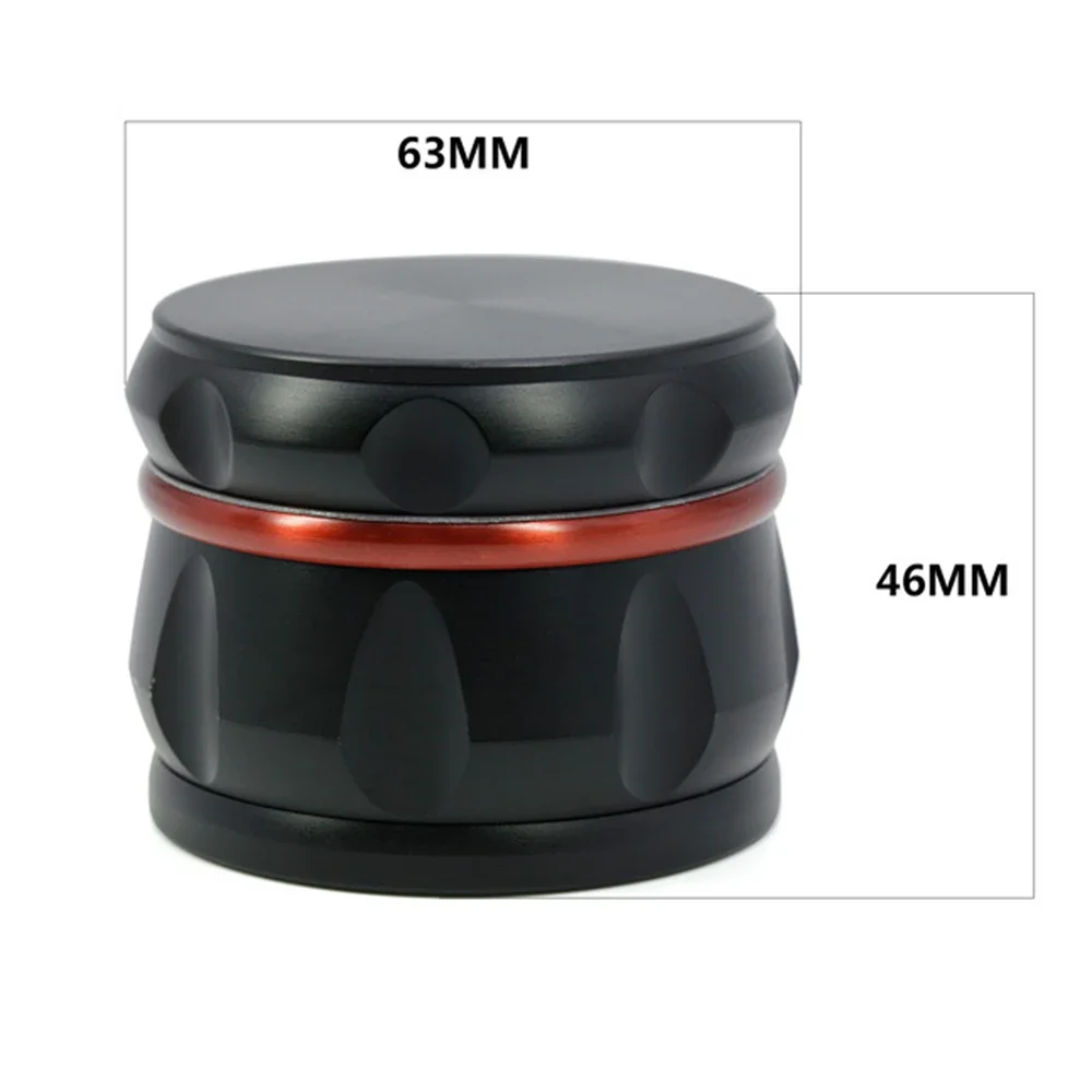 Newest Tobacco Black Big Size 63MM Zinc Alloy 4 Layer with Screen Drum Concave Metal Herb Mills Spice Crucher