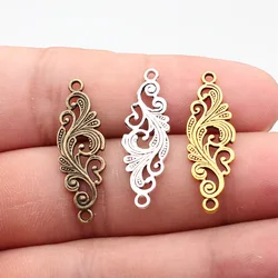 WYSIWYG 20pcs Flower Clouds Connector Charms DIY Alloy Jewelry Findings Antique Gold Color 3 Colors 30x10mm
