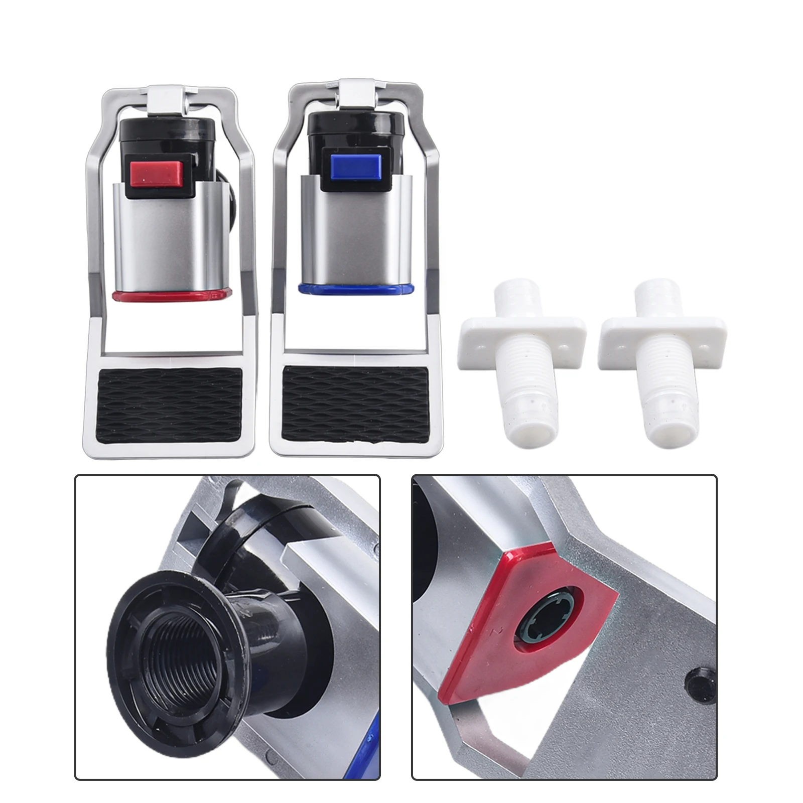 Hot & Cold Water Dispenser Machine Faucet Plastic Output Replacement Parts Set 2Pcs Switches + 2Pcs Connectors