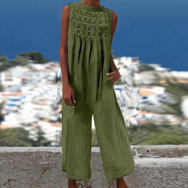 

2025 Spring And Summer Fashion Women's Clothing High Street Summer Fashion Clothing Temperament Elegant Long Sleeveless Jumpsuit