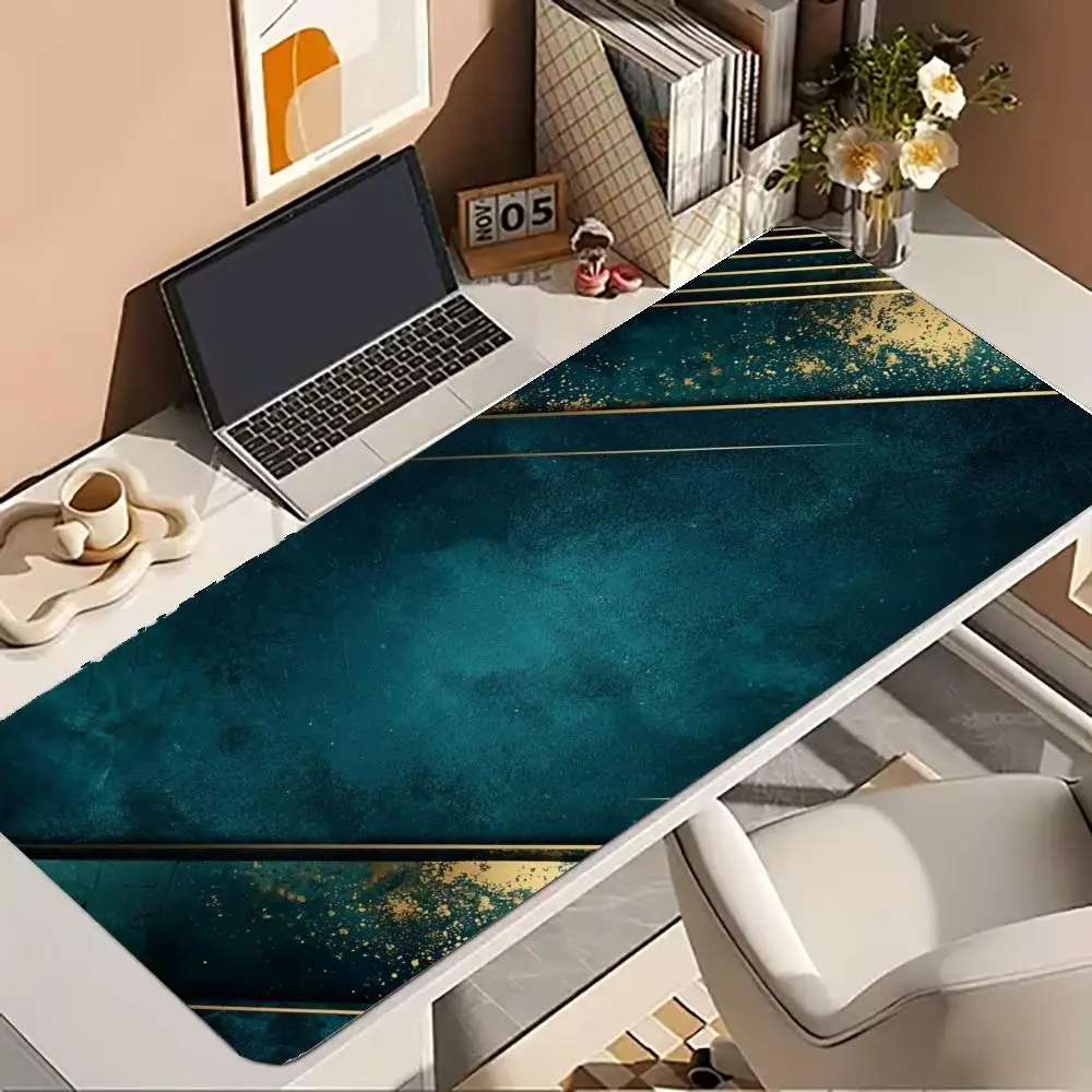 Modern Abstract Light Streak Extended Gaming Mouse Pad Non-Slip Rubber Keyboard Pad for Gamers Workstation Table Decor
