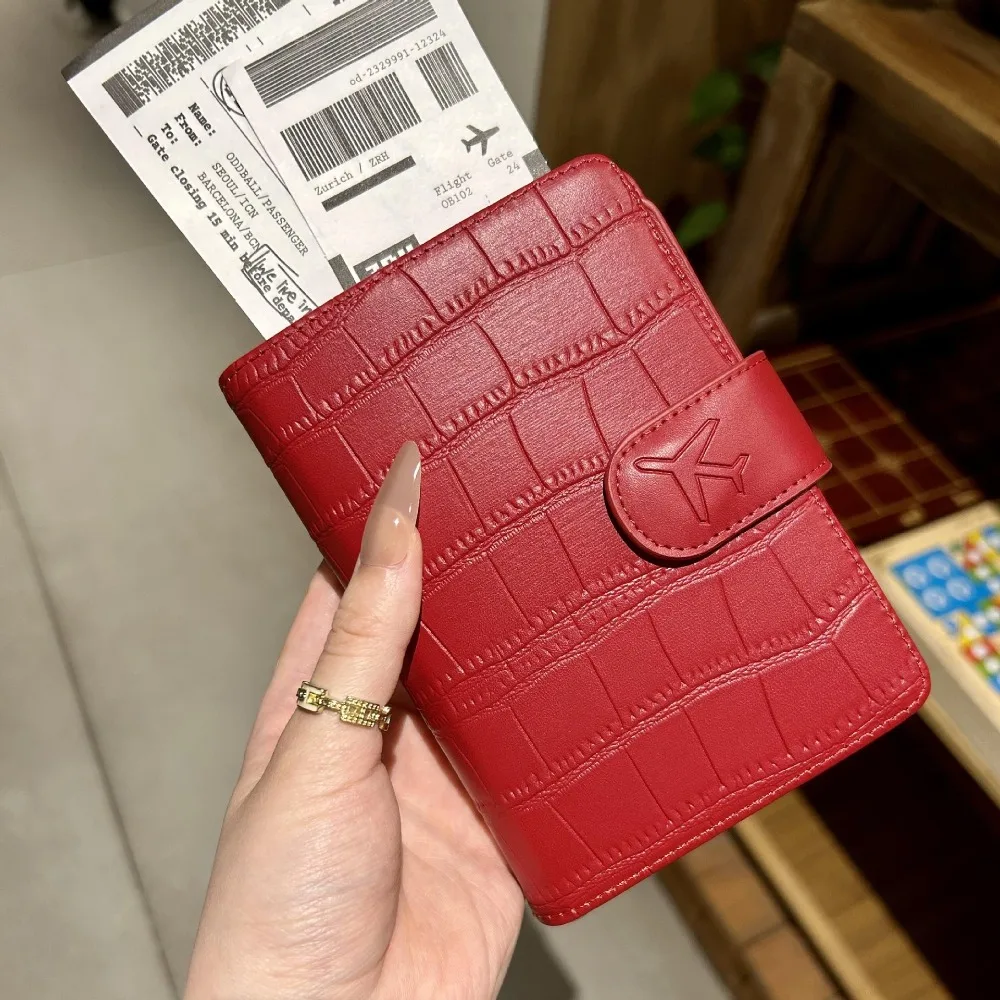 Portable Solid Color Passport Holder Anti-theft PU Passport Bag Document Storage Ultra-thin Travel Passport Case