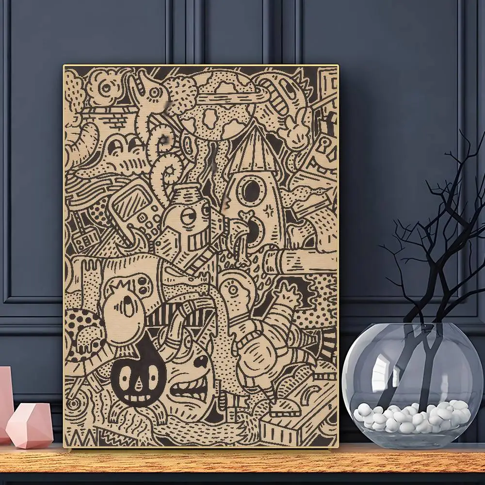 Graffiti-Art Mr Doodle Poster HD Art Sticky Wall Waterproof Home Living Room Bar Decoration