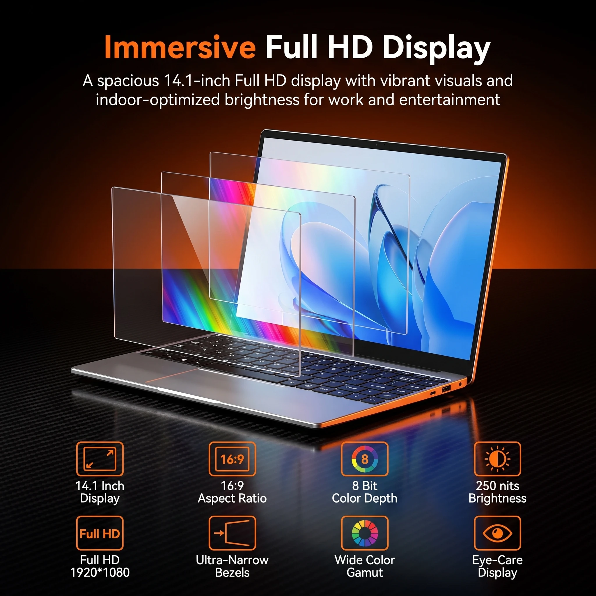 Ультратонкий ноутбук 14.1 дюйма Intel 4405U Windows 11 Pro 16 ГБ 1 ТБ/2 ТБ для геймеров с дисплеем 1920*1080 для офиса и учебы