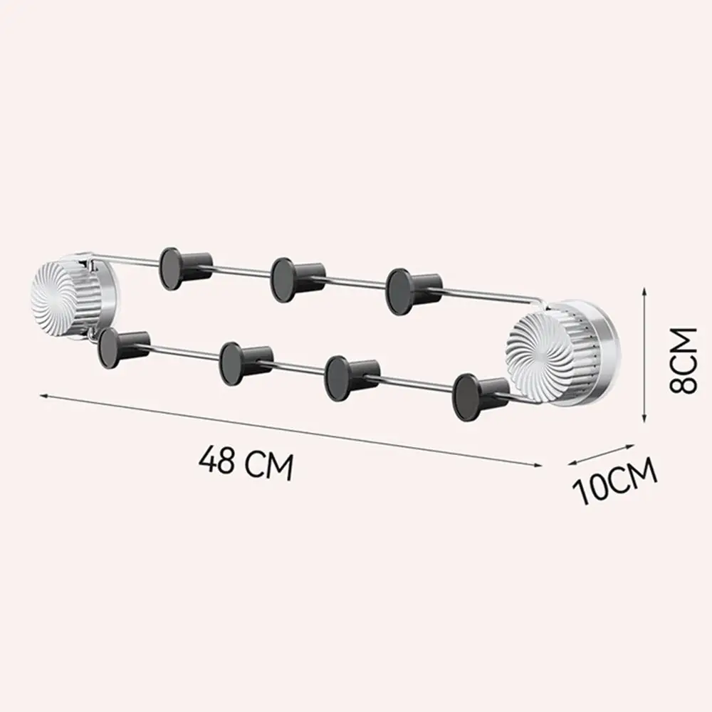 With 7 Hook Suction Cup Row Hook No Punching Strong Bearing Capacity Sundries Storage Hook Non-Marking Waterproof