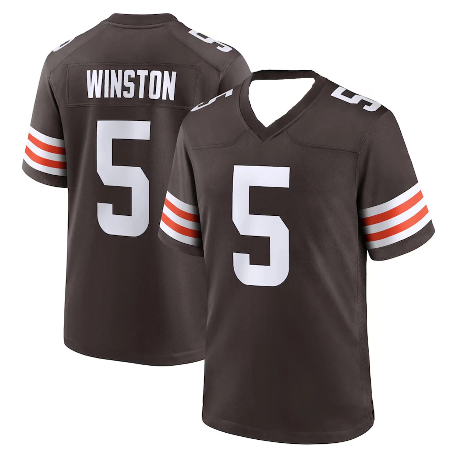 2024-25 New Arrive Style Jameis Winston Cleveland Browns Jersey Man Women Daily Sport T-Shirt  Breathable Tee Fashion Top#Brown