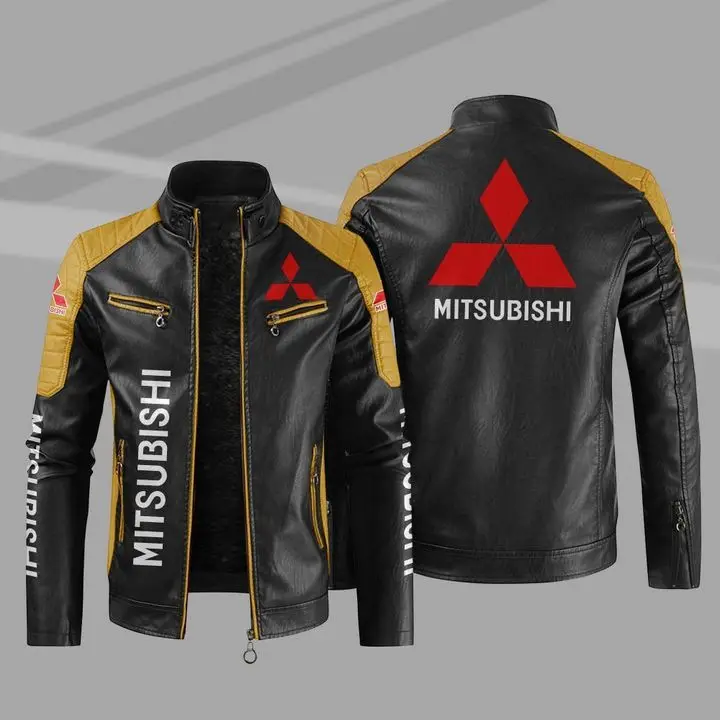 New Leather Jacket for Motorcycle and Car, Motorcycle Coat, Cyclist Jacket, Men's Baseball Shirt, Sports Coat for Mitsubishi