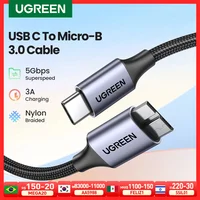 Ugreen-Cable USB C a Micro B 3,0, Cable de sincronización de datos rápida de 5Gbps 3A para Macbook, disco duro, HDD, funda SSD, Cable USB tipo C Micro B