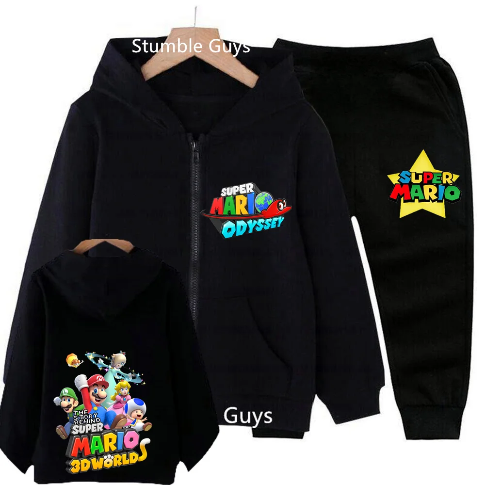 

Популярная одежда Mario, детский повседневный свитшот, комплект на молнии, детский спортивный комплект, топ с капюшоном + брюки, комплект из 2 предметов